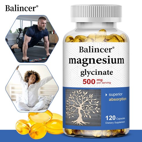 마그네슘 글리신 캡슐 500mg, 마그네슘 화합물 고흡수로 수면, 심장, 근육건강에 도움을 주는 non-GMO, 1개, 120회분