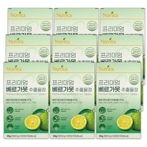유로바디 베르가못 정품 폴리페놀 100% 식악처인증 BPF, 9개, 60정