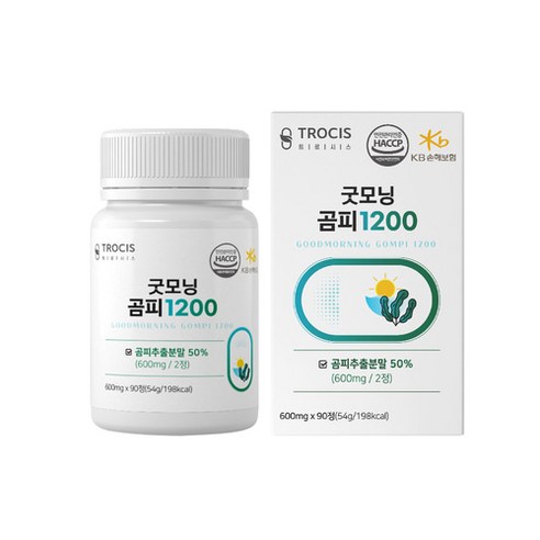고함량 곰피추출물 굿모닝 곰피1200 국산곰피추출분말 27,000mg 식이섬유 치커리 함유, 1개, 90정