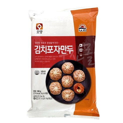 사조오양 김치포자만두 180g(30gX6P) 20개입 박스/포자만두/만두/미니만두 식품 > 냉장/냉동식품 냉장냉동 간편조리 만두 물만두