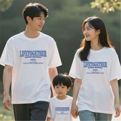 온어스샵 레터링 가족티셔츠 가족여행티 패밀리룩 반팔티 가족사진의상