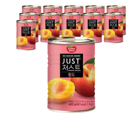 동원 JUST 노슈가 황도 2절 통조림, 400g, 24개