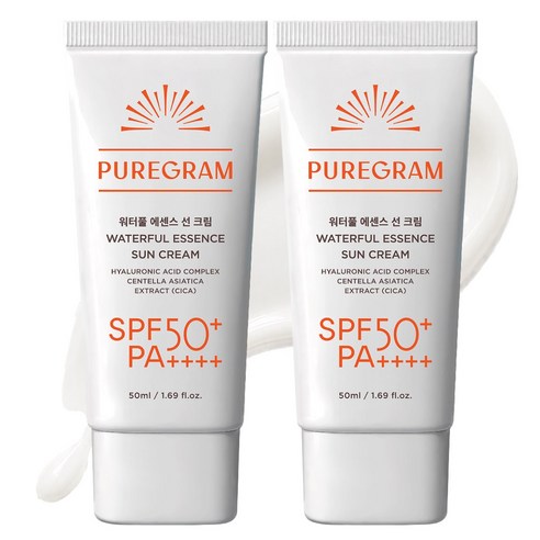 퓨어그램 수분 선크림 SPF50+ PA++++ 눈시림 없는 백탁현상 없는 수분 선세럼, 2개, 50ml