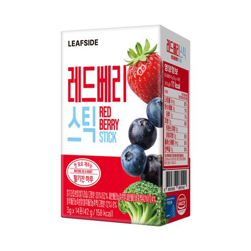 리프사이드 딸기 세븐베리 7가지 베리 농축 분말스틱, 1박스, 42g