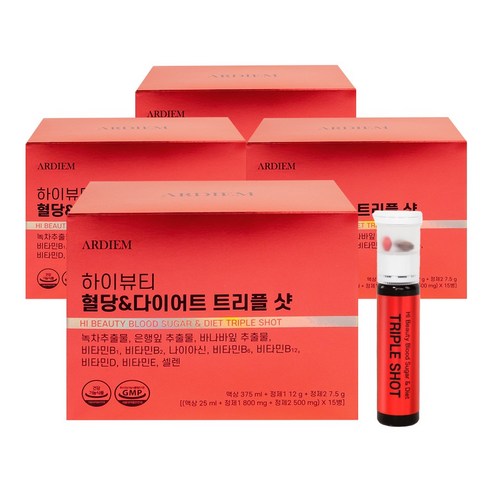 아르디엠 하이뷰티 혈당 & 다이어트 트리플샷 올인원 이뮨비타민 25ml x 15병, 4박스, 15회분