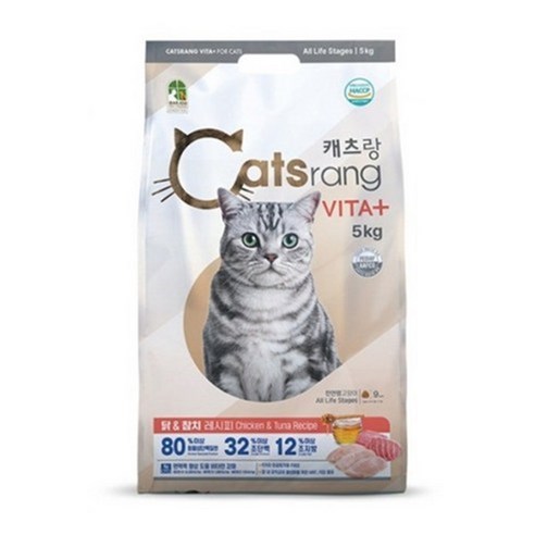 캐츠랑 전연령 비타플러스 건식사료, 닭+참치, 5kg, 1개
