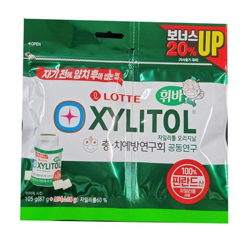 롯데자일리톨 오리지날 껌 리필, 105g, 3개