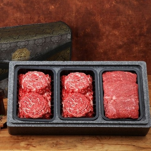 기타 [안동한우] 1+등급 정육 선물세트 900g (불고기+국거리+불고기/각 300g)
