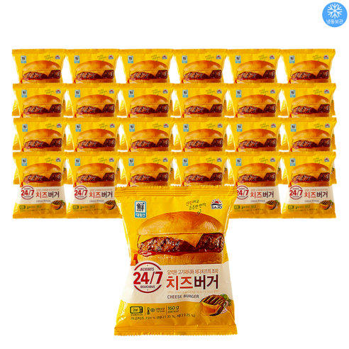 사조대림 치즈 버거 160g x 25개 / 냉동 햄버거 편의점 매점, 160g, 25개