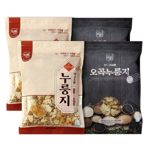 미식본가 오곡누룽지 2팩+파로&카무트누룽지 2팩 식사대용 끓여먹는 누룽지, 2.12kg, 2세트