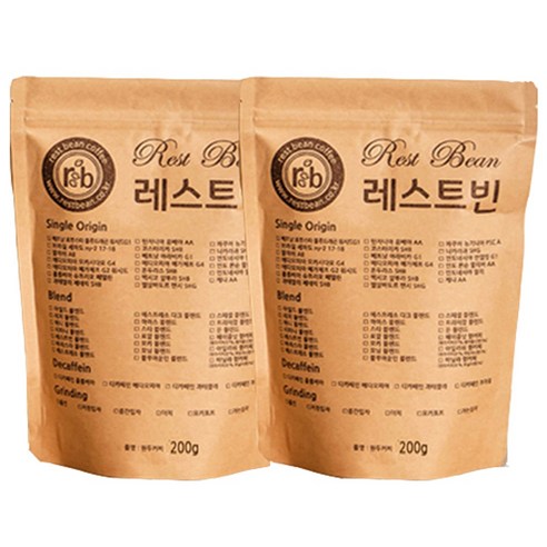 베트남 아라비카 G1, 2개, 200g, 원두콩(홀빈)