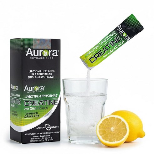 Aurora Nutrascience 액티브 리포솜 크레아틴 모노하이드레이트 GAA 및 R-ALA - 남성 및 여성용 파우더 크레아틴 보충제, 근육 및 에너지 지원, 여행 팩 -