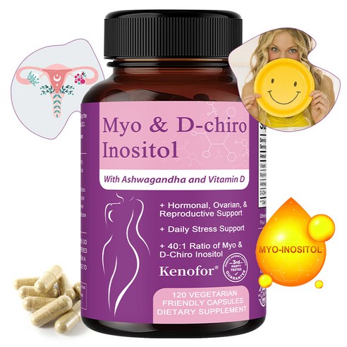 Myo & D-chiro Inositol 보충제 - 남아공 취가지와 비타민 D 함유 - 정서적, 생리적 건강 밸런스, 릴렉스