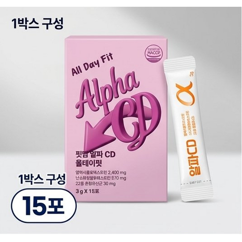 핏맘 알파CD 알파시클로덱스트린 유산균 함유 올데이핏 3g x 15포