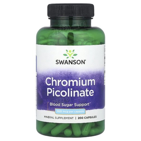 스완슨 크로뮴 크롬 피콜리네이트 200mcg 200캡슐 피콜린산 Chromium, 120g, 1개, 200정