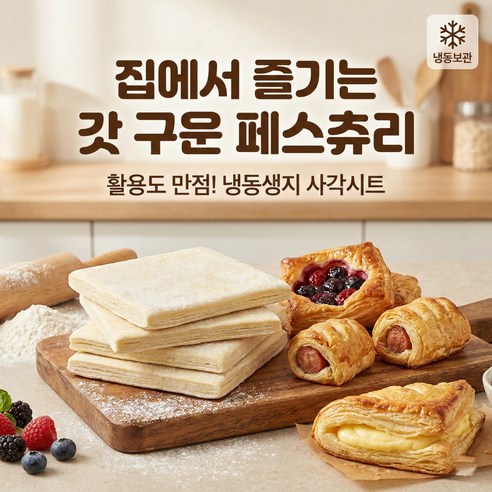 사각 페스츄리 생지 중 12개입 냉동, 1개, 960g