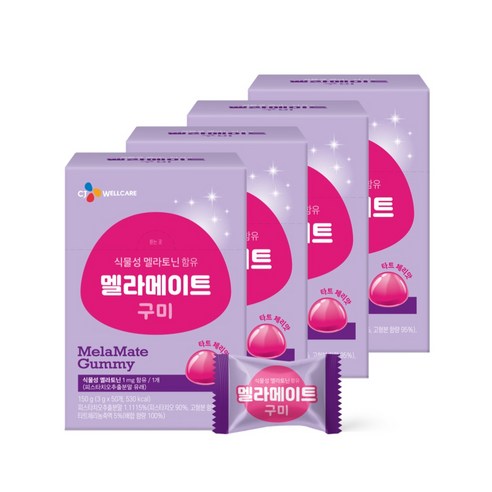 식물성 멜라토닌 함유 멜라메이트 구미 50 구미, 4박스, 50정