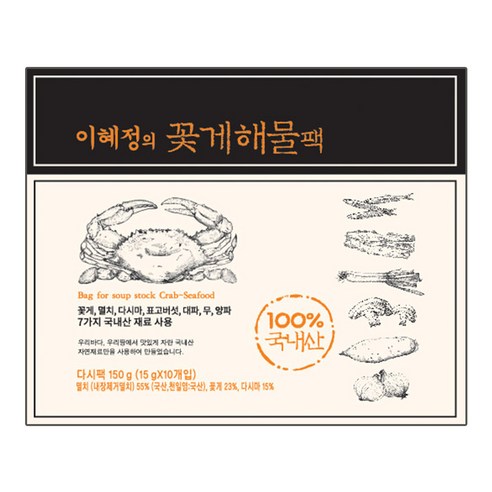 빅마마 이혜정 꽃게 해물 다시팩, 150g, 6개