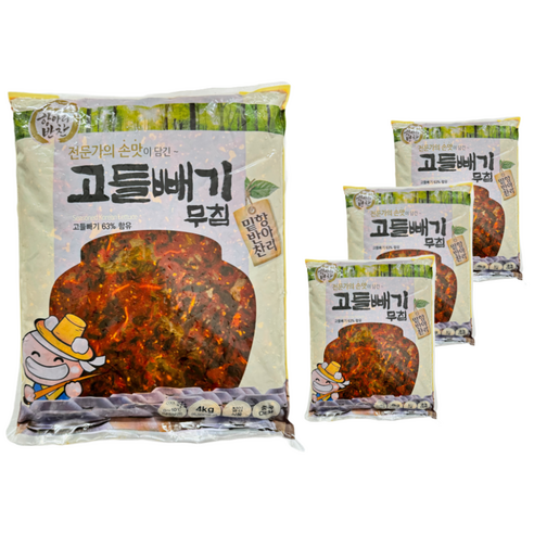 항아리반찬 고들빼기무침, 4개, 4kg