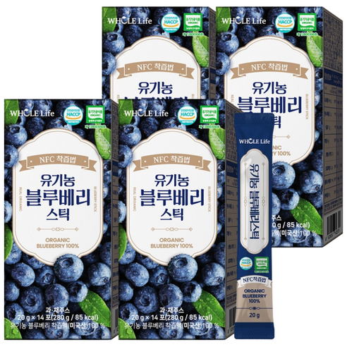 홀라이프 유기농 블루베리스틱, 4박스, 280g