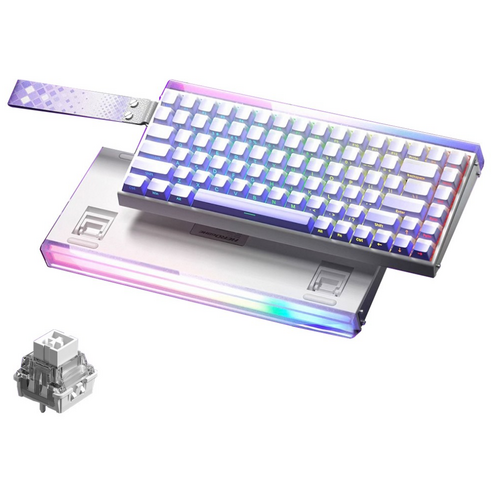 AULA HERO 84HE 마그네틱 축 키보드 유선 게이밍 고성능 8K, RGB light box wired, Side-Engraved Purple