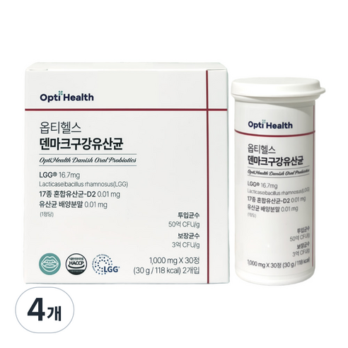 옵티헬스 덴마크 구강 유산균, 4개, 60정