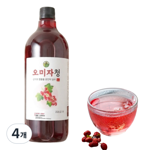 오미자청 문경오미자 오미자원액 오미자엑기스 오미자청원액, 1L, 1개입, 4개