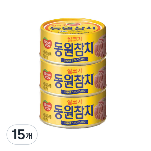 동원 라이트 스탠다드 참치, 100g, 15개
