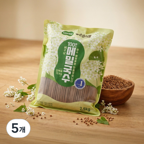 순솔 대용량 무설탕 100% 메밀국수, 5개, 2.5kg