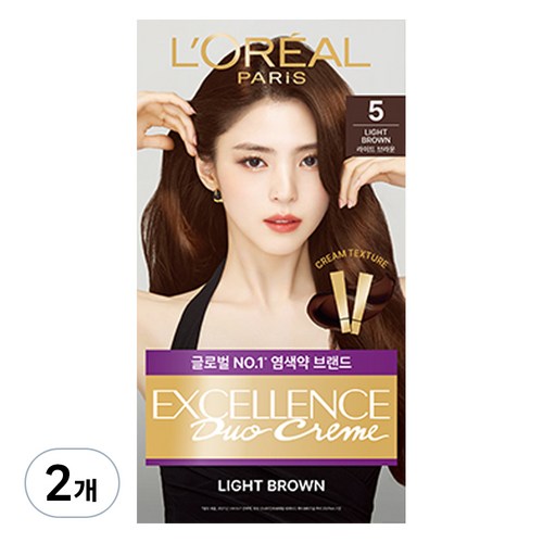 로레알파리 NEW 엑셀랑스 듀오크림 염모제, 5라이트브라운, 2개
