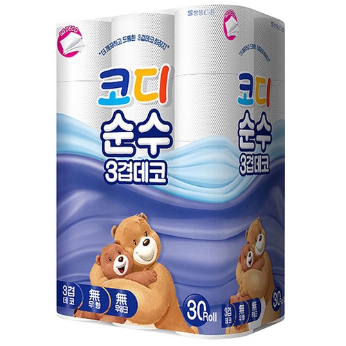 코디 순수 3겹데코 화장지, 30m, 30개입, 1개