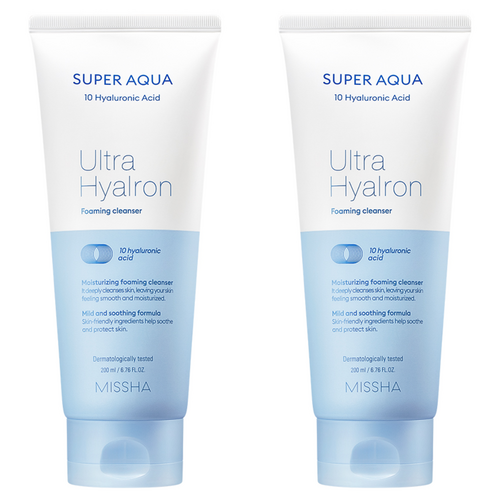 [2입기획] 미샤 수퍼 아쿠아 울트라 히알론 클렌징 폼, 200ml, 2개