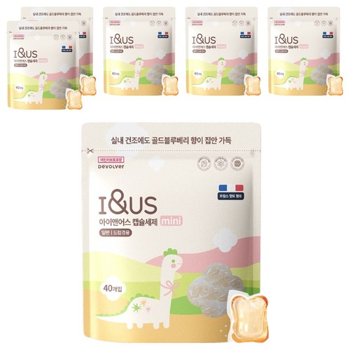 아이앤어스 캡슐세제 미니 골드블루베리향, 40개입, 6개