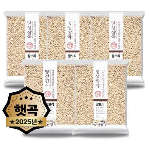 25년산 햇곡 국산 100% 찰보리, 1kg, 5개