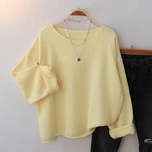 스카이코코 여성 긴팔 티셔츠 간절기 코지 파스텔 니트