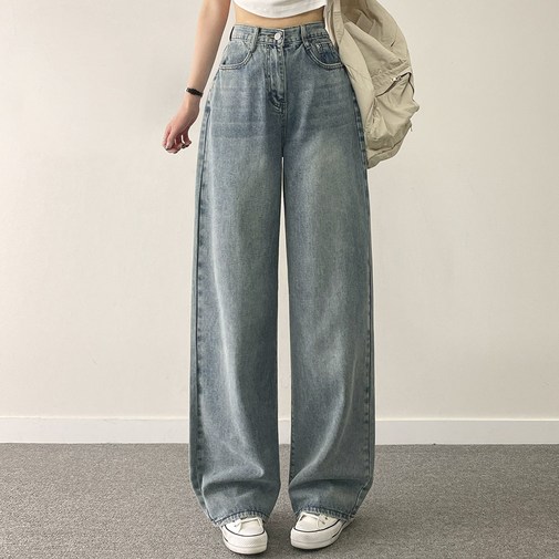 위드후이린 여성용 숏기본롱 3단기장 컴포터블 일자 와이드 데님 팬츠