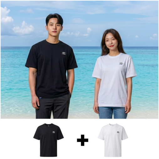 엄브로 2PACK 남여 공용 반팔 캐주얼 티셔츠