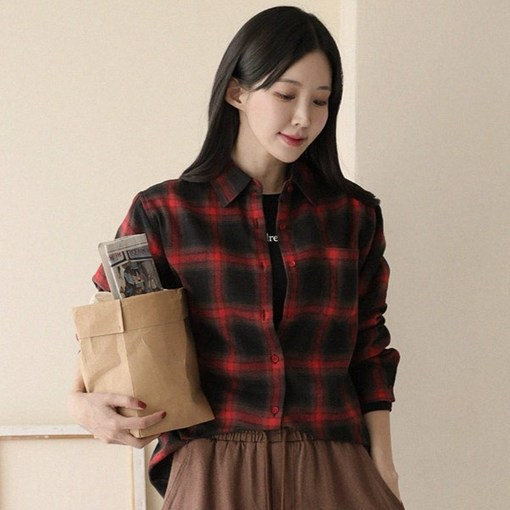 앤드스타일 여성용 겉기모 빅체크 겨울 데일리 플란넬 셔츠 남방 264963
