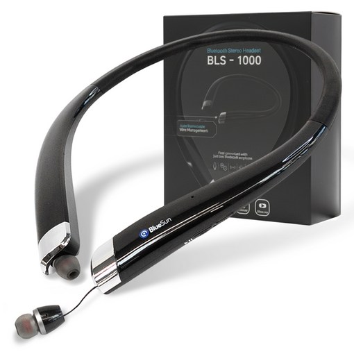 블루선 넥밴드 블루투스 이어폰, BLS1000, 블랙