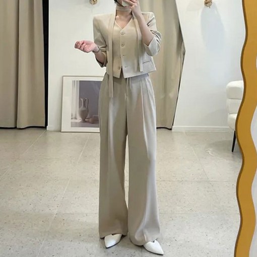 비비에모 지르벨 넥 스트랩 정장 상하의 세트 11570