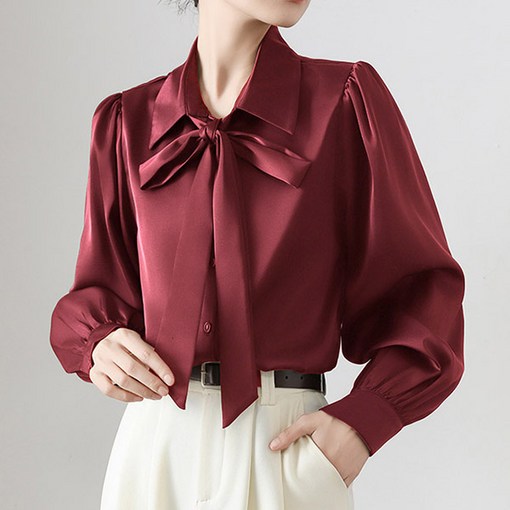 포플러앤씨 여성용 카라딘스 새틴 리본 블라우스 P26SPBL111815