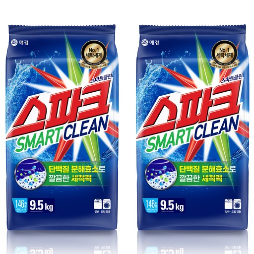 스파크 스마트 클린 분말세제 리필, 9.5kg