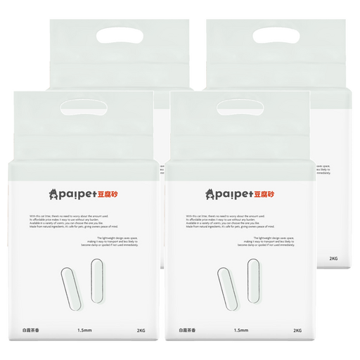 paipet 豆腐砂 1.5mm, 2kg, 4包, 白霧茶香