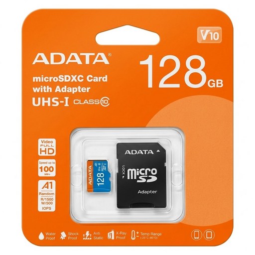 ADATA 威剛 記憶卡 附轉卡 小卡 Micro SDXC UHS-I A1, 128GB, 1個