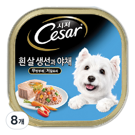 시저 강아지 흰살생선과 야채 주식 캔