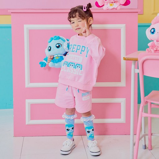 이모션캐슬 프리미에팜 여아용 통기성 캐치 티니핑 꾸래 프레피 4부 바지