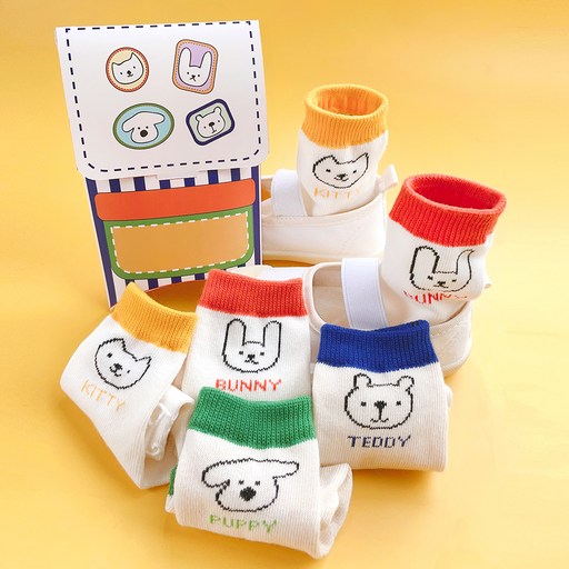 cocoB DOROTHY 兒童用 Potto Friend 襪子 4雙 + 禮物盒 4入組