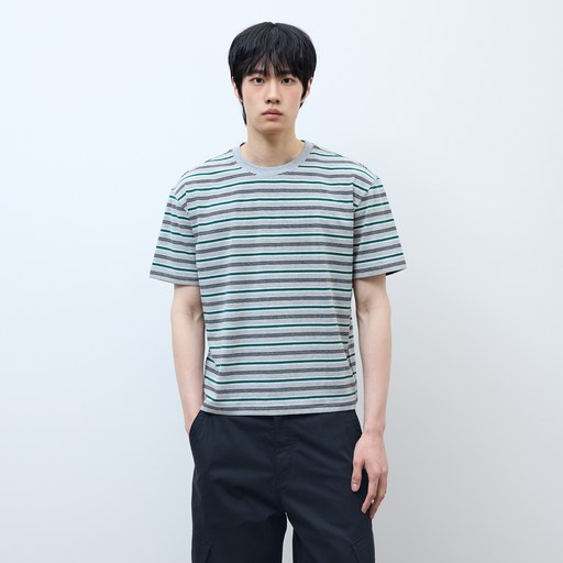 마인드브릿지 남성용 멀티스트라이프 크롭 티셔츠M1TS31A3