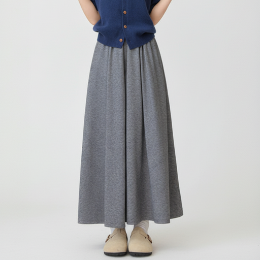 마켓피아 여성용 따뜻한 밴딩 와이드 치마바지