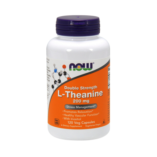 NOW Foods L-茶胺酸 200mg 素食膠囊, 120錠, 1個